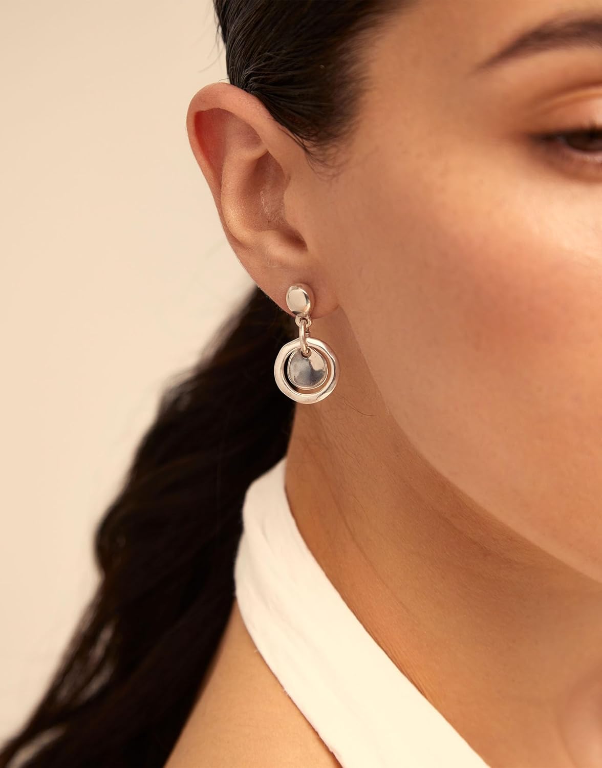 UNOde50 FLAKE Short Earrings, Sterling Silver-Plated, Handcrafted in Spain - Image 2