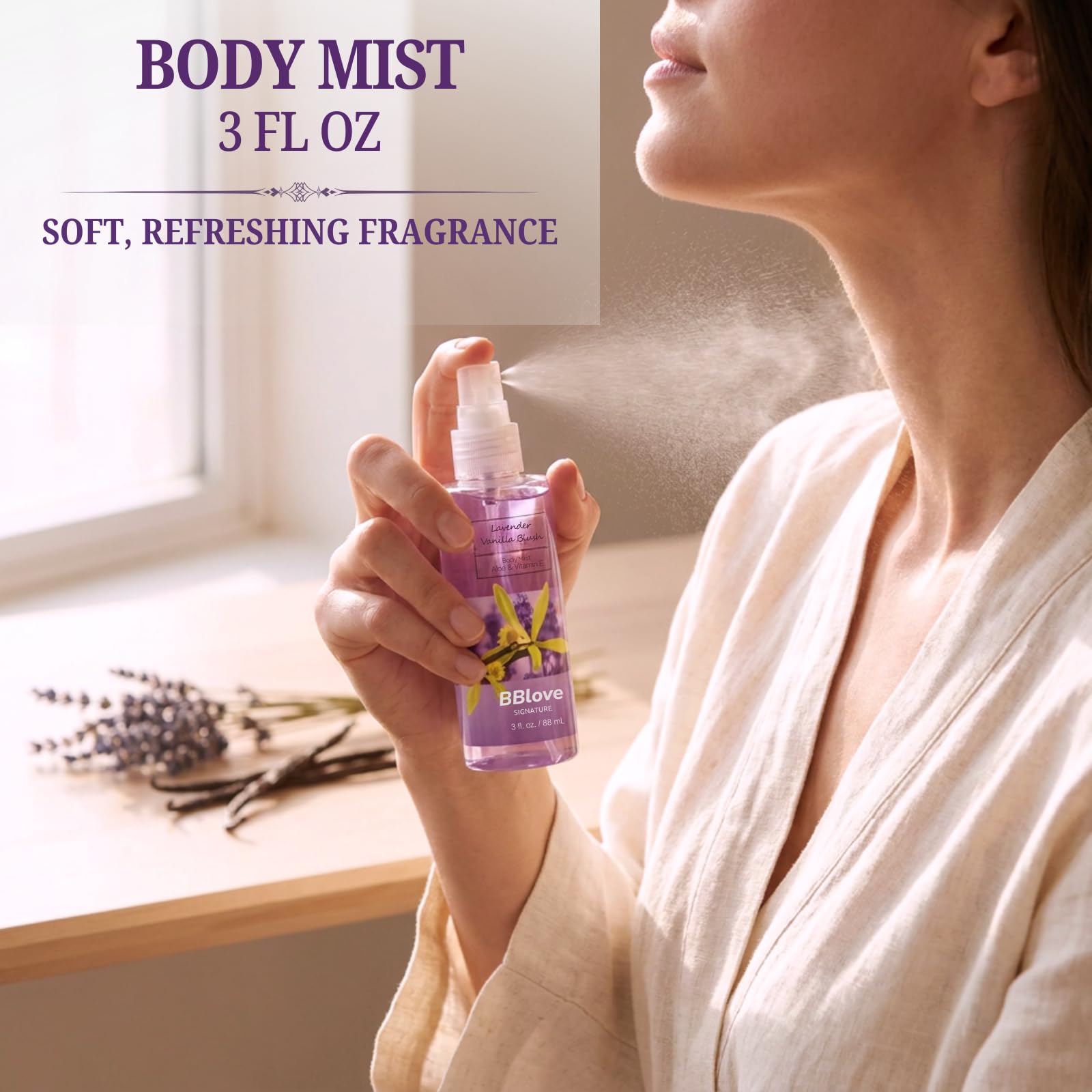 Lavender Vanilla Blush Bath Set - 3PC Travel Gift -6