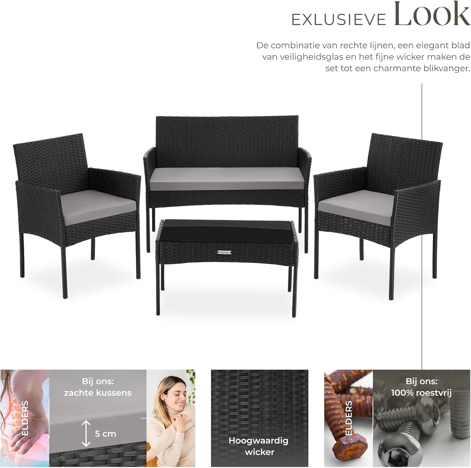 Components of the tectake Wicker Garden Furniture Set