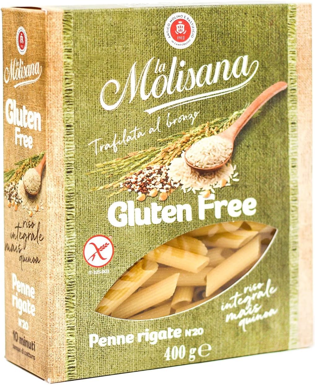 Italian Gourmet Penne Rigate n. 20 Senza Glutine Nudeln 24 x 400g | Mais, Vollreis und Quinoa, trafilata al bronzo, glutenfrei, Kochzeit 10, Gesamtnettogewicht 9,6 kg + Kostenlos Polpa 400g
