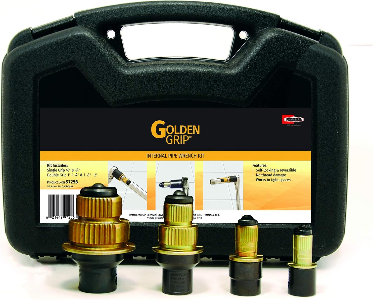 Rectorseal 97256 Goldengrip Internal Pipe Wrench Set, 4-Set
