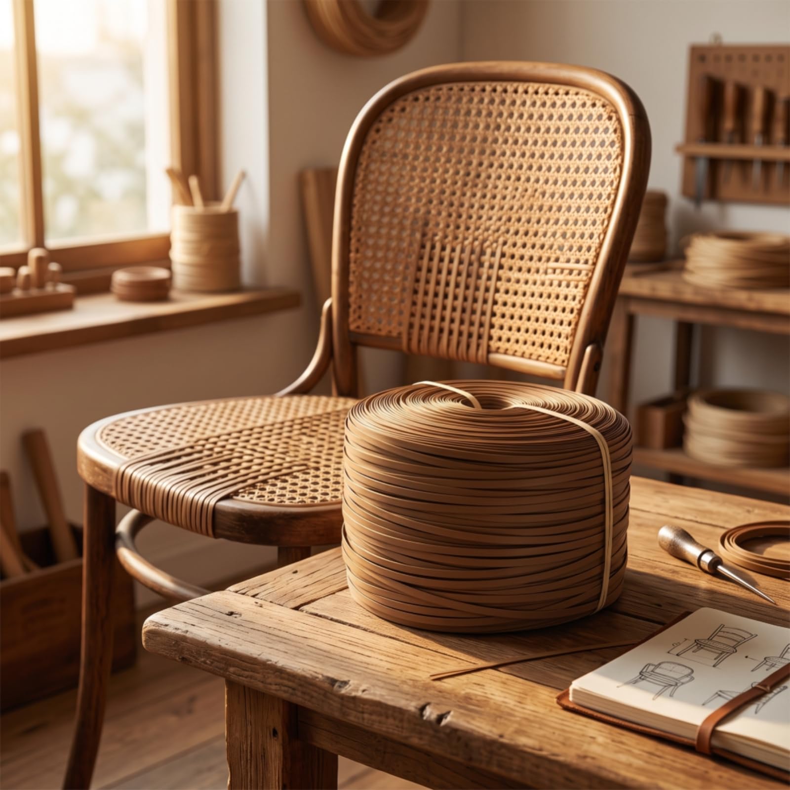Polyrattan-Flachband Flach Rattan-Reparaturmaterial Flexibel Kunstmaterial-Rattanband für Möbelreparatur, Korbmachen, Gelb