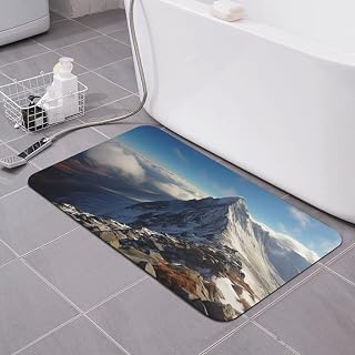 Mountain Peak Top Bathroom Mat Super Absorbent Diatomaceous Earth Bath Mat Non-Slip Door Mat Quick Drying Bath Floor Mat for Shower Bathtub Kitchen Bathroom Rugs 19.7" x 31.5" Crapet