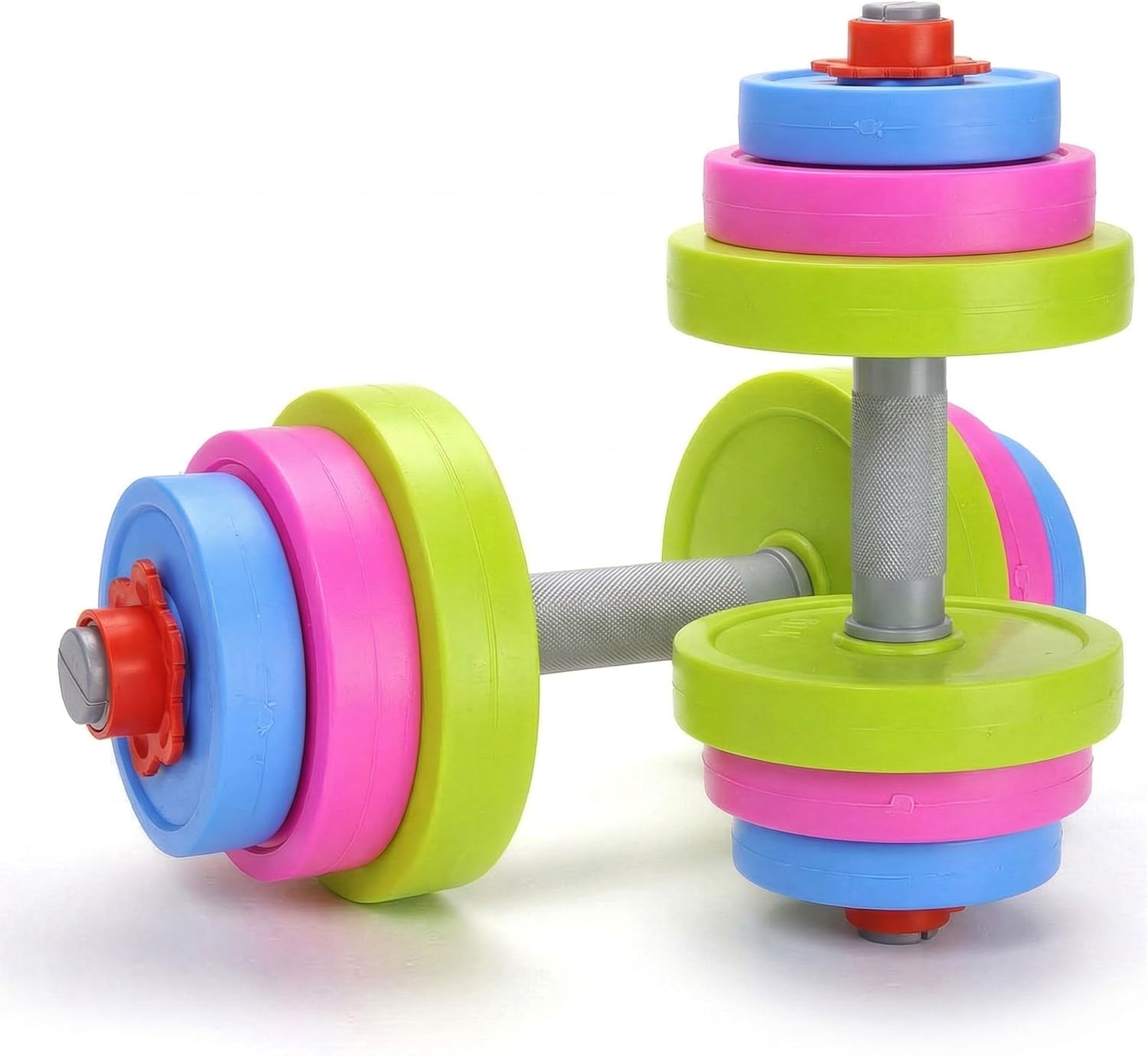 Kids Workout Dumbbell Weights Set - Toddler Toy Gym Equipment for Pretend Play Lifting, Exercise & Fitness - Adjustable Fill with Sand or Water