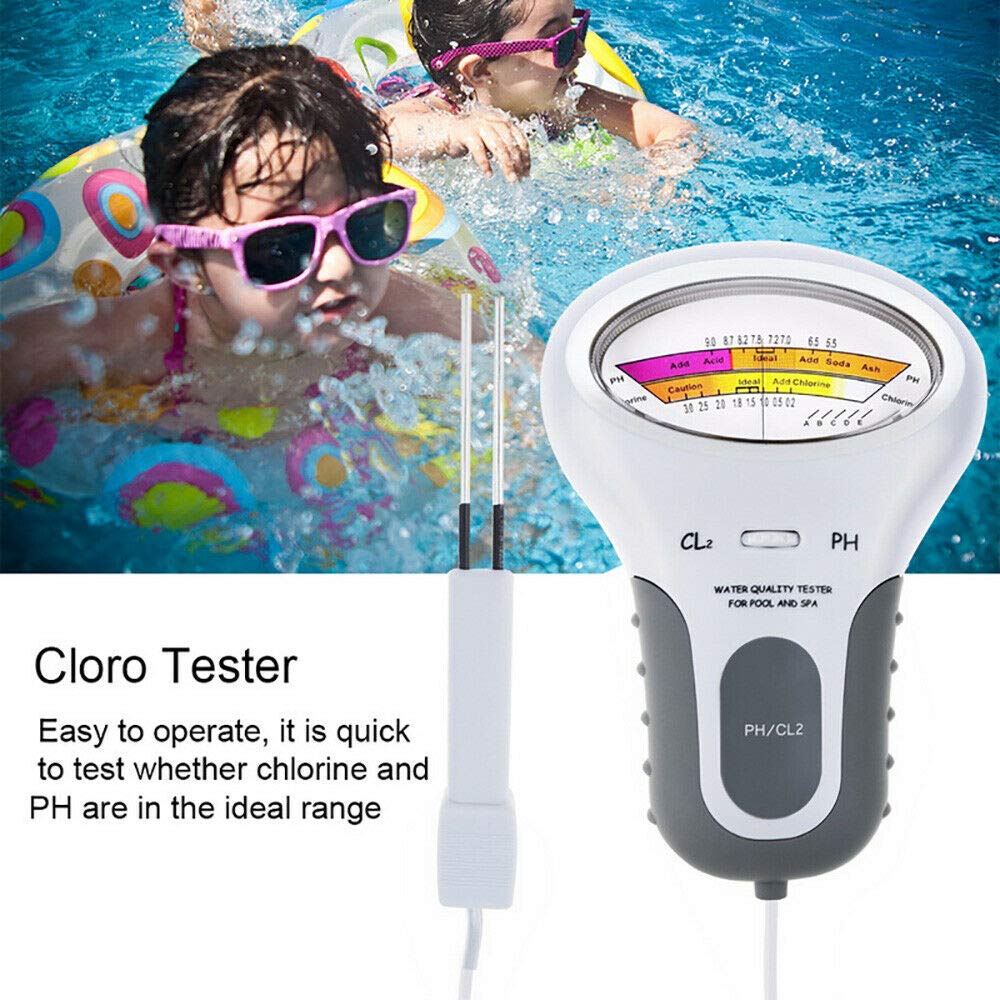 - 1 medidor de agua de calidad y pH y Cl2, portátil digital, monitor de Ph Agua, comprobador de cloro, piscina, kit de prueba