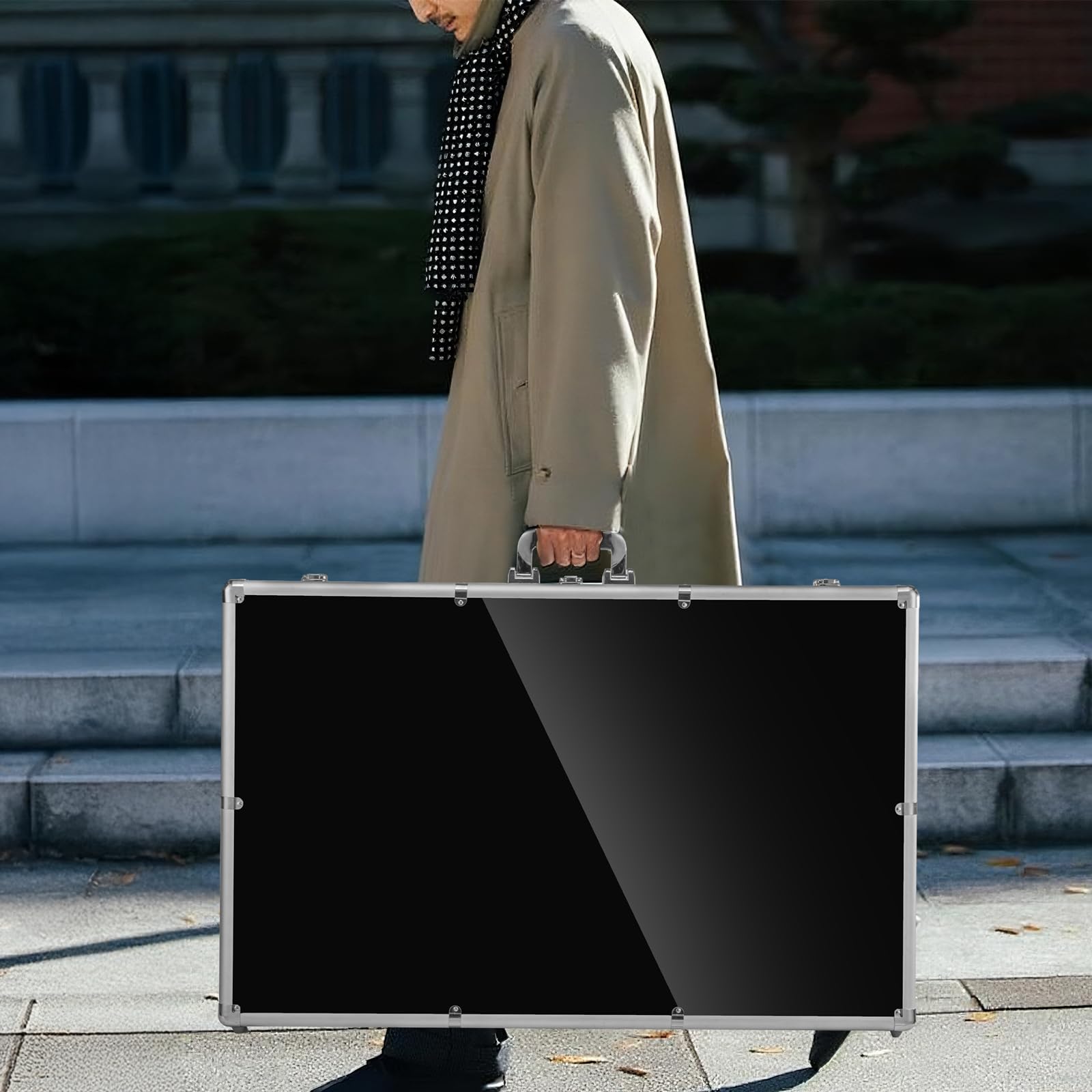 Large Cards Trade Show Display Case, Portable Aluminum Trading and Graded Card Display Frame with Locks, Table Top Aluminum Holder with Clear Acrylic Showcase for Jewelry Craft Collector Shows