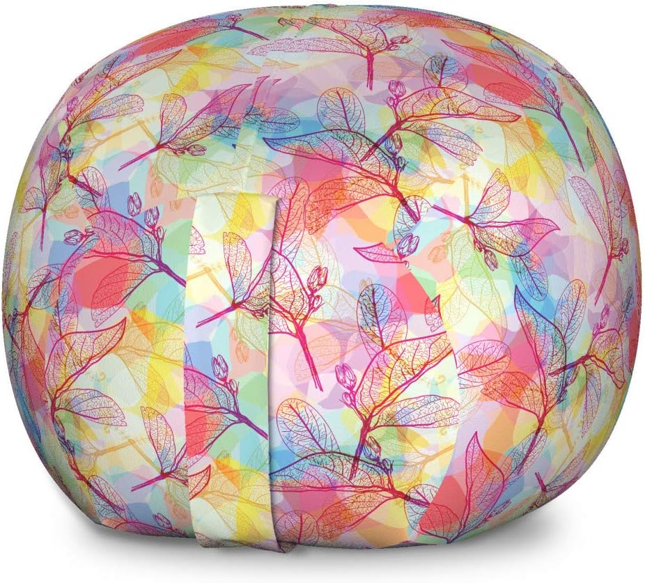 Ambesonne Abstract Storage Toy Bag Chair, Colorful Coming of The Spring Season Arrangement with Flourishing Foliage Leaves, Stuffed Animal Organizer Washable Bag, Large Size, Multicolor