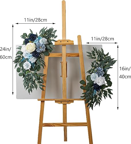 Miniatura 2 de AitnWoy Kit de flores artificiales para arco de boda, 2 unidades, flores de rosas de seda, peonía de seda, letrero de bienvenida para ceremonia de