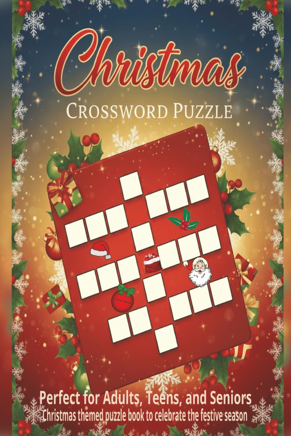 Christmas Crossword Puzzle: Elegant Christmas Crossword Puzzle Book for Adults: Relaxing Holiday Brain Games, Festive Trivia & Mazes