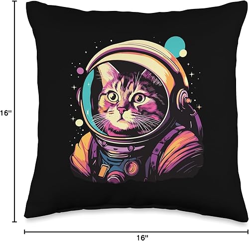 Miniatura 4 de Smarty Pants Designs Funny Astronaut Space for Cat Lovers - Almohada de 16 x 16 pulgadas, multicolor