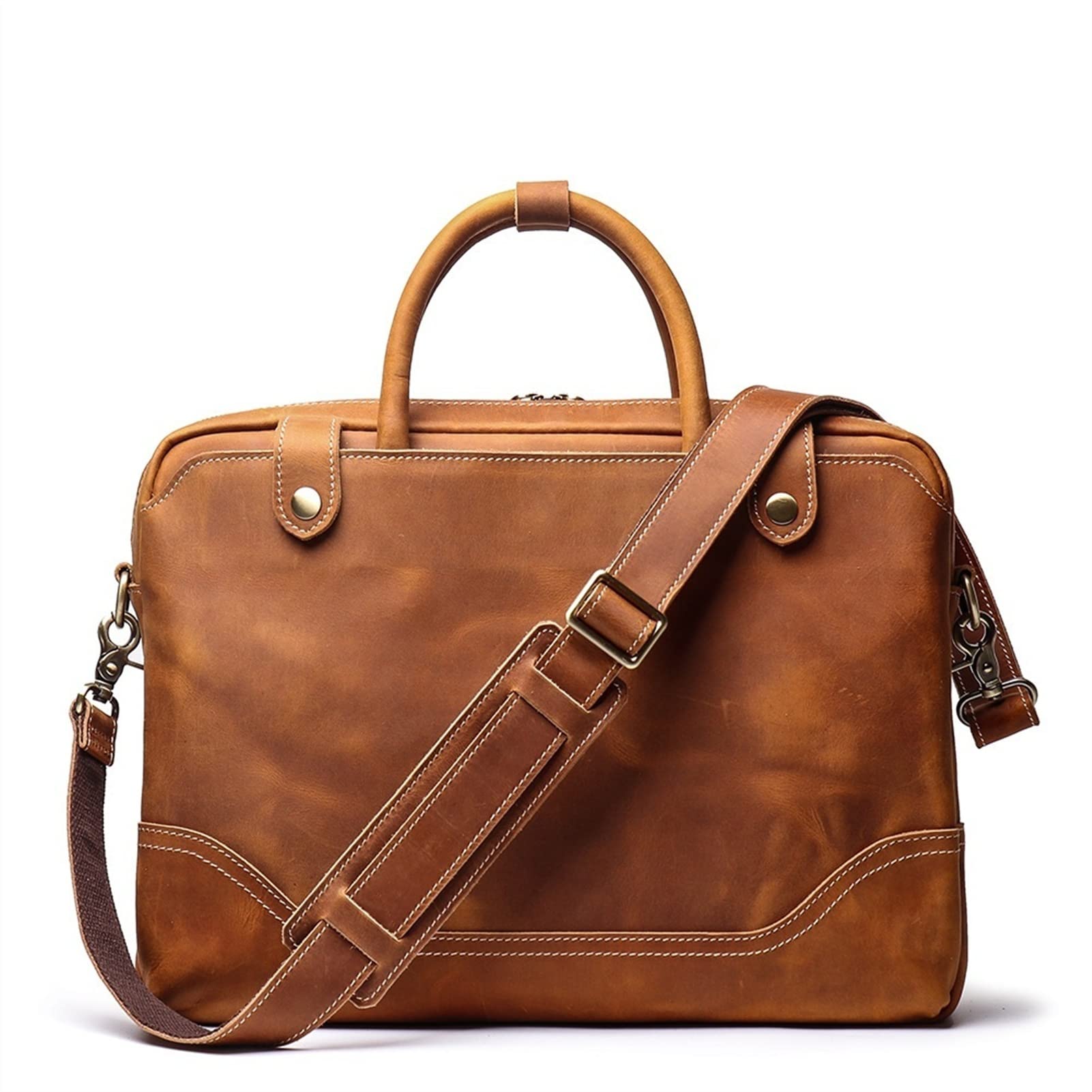Porte-documents en cuir de vachette pour homme élégant avec grand sac d'épaule business