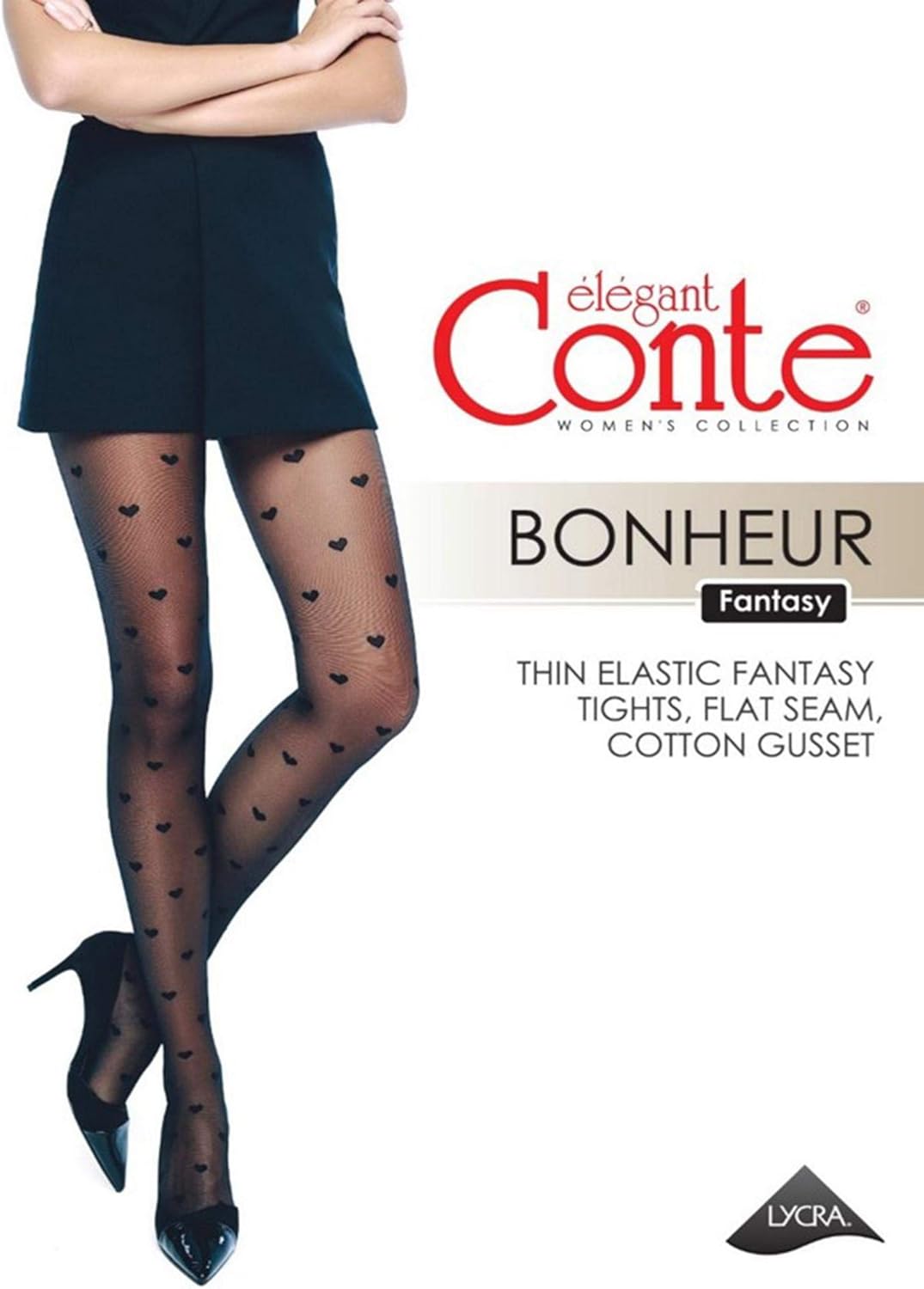 Conte Tights Heart Patterned Sheer Pantyhose Bonheur 20 Den - Image 3