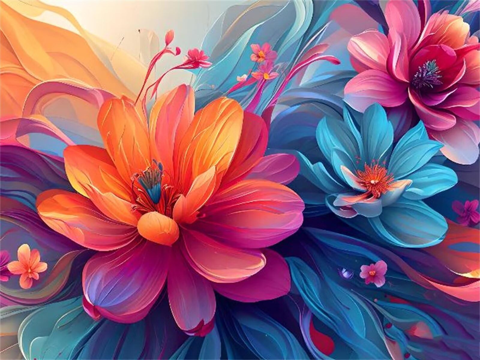 Dipingere con i Numeri Fiore colorato Quadri da Dipingere Numerati, Paint by Numbers Adulti, Colorare con i Numeri Kit Pittura Bambini con Pennelli Pigmento Acrilico Disegno Pittura 100X150cm s-741