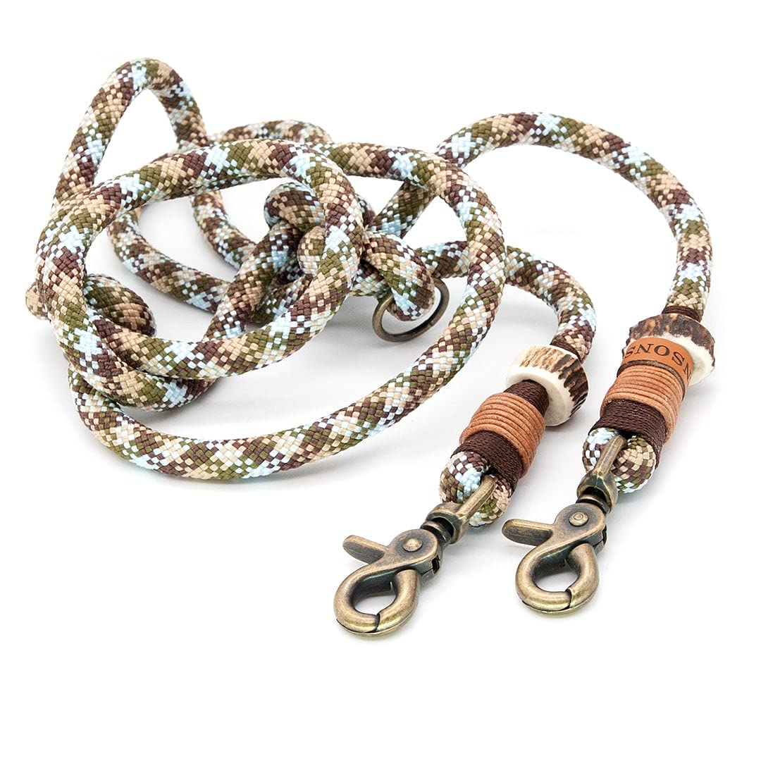 KENSONS Hundeleine 'Heartbeat' - Tauleinen Mit Hirschhorn, 3-fach Verstellbar, 2m