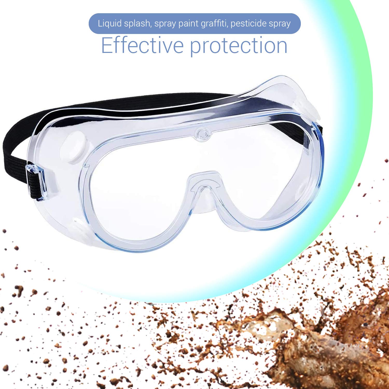 Lunettes de sécurité – Taille unique – Compatible avec les lunettes – Normes industrielles – Design unique de ventilation – Verres renforcés résistants et protecteurs – Sangle élastique réglable