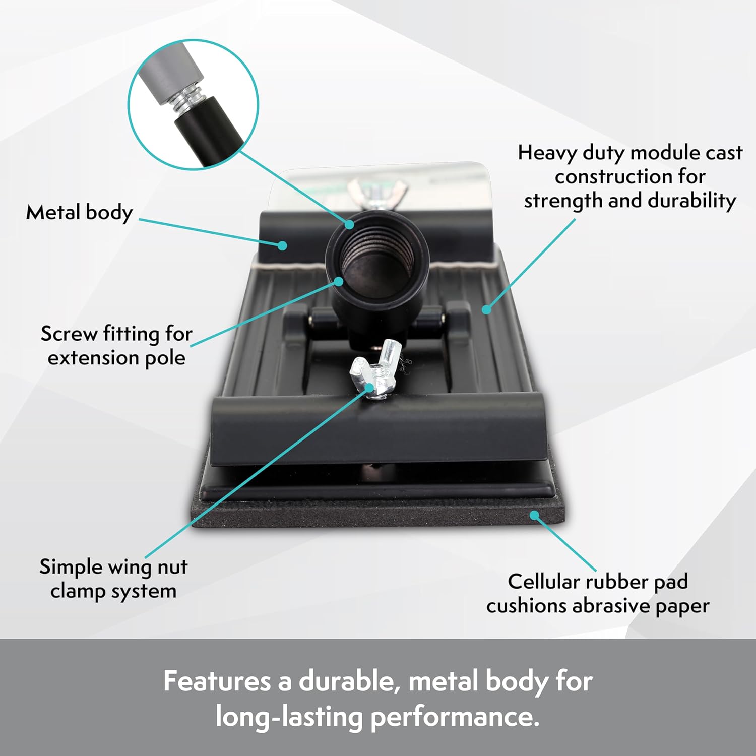 Axus Decor Reach Pole Sander (Grey Series) 360 Degree Swivel Ability - Poler Sander Head - Compatible with All Abrasive Paper & Fits Most Extension Pole - for Professional Contractor & DIY Enthusiasts