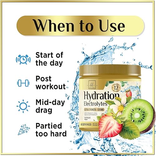 Miniatura 8 de Hydration Replenisher - Mezcla diaria de electrolitos – Polvo de hidratación rápida con 6 electrolitos y minerales, cero azúcar, ceto, vegano, sin