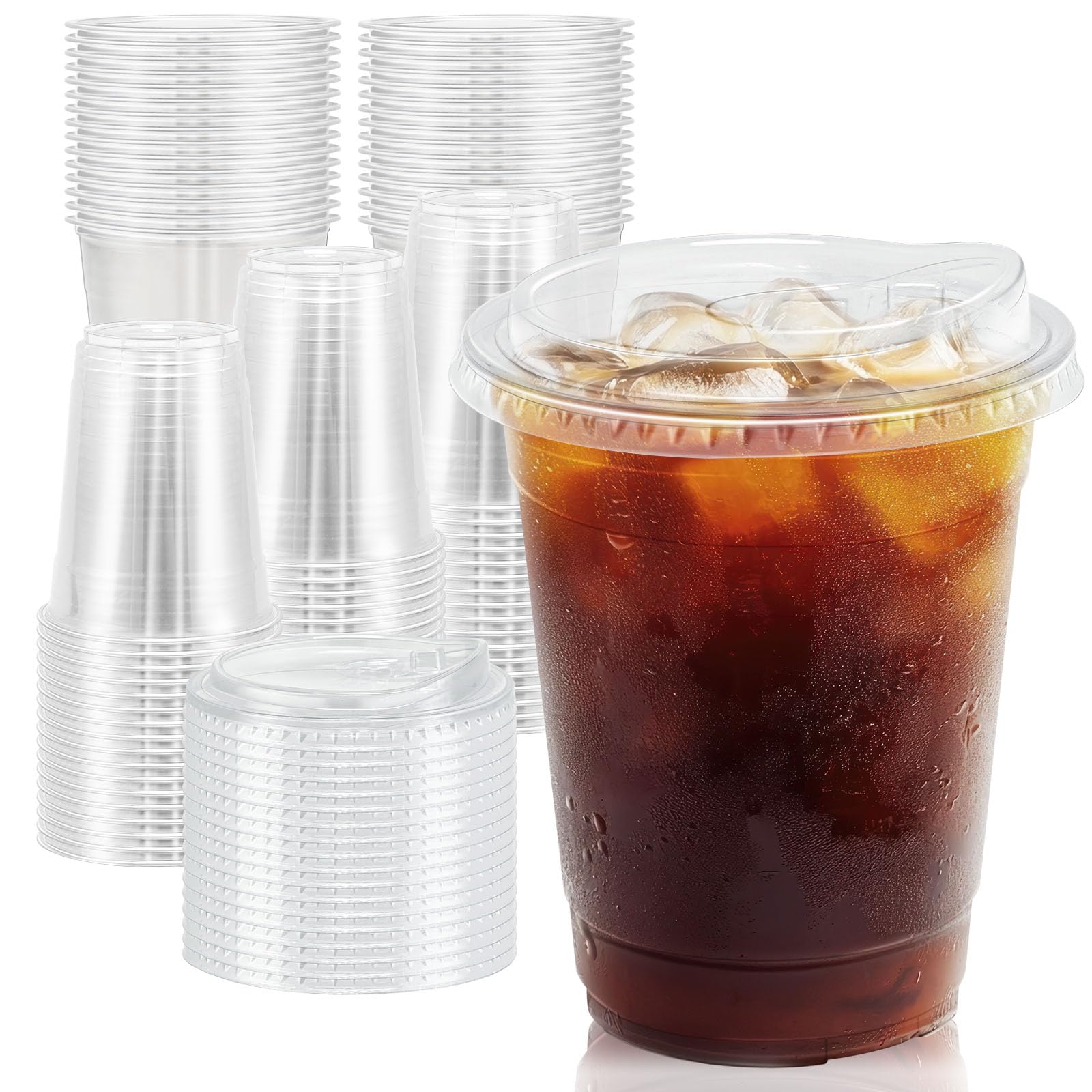 Clawsoff 20 oz 100 Pack Plastic Cups with Lids Disposable Iced Coffee Cups — Amazon image 9