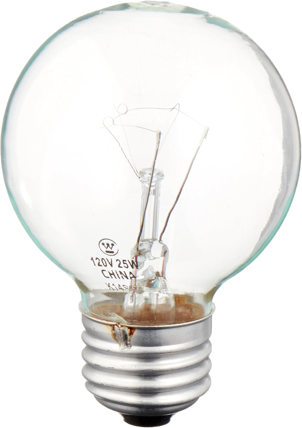 Westinghouse 25G191-2, 25w, 120v Clear Incand G19 1/2 Light Bulb, 1500hrs 175 Lumens