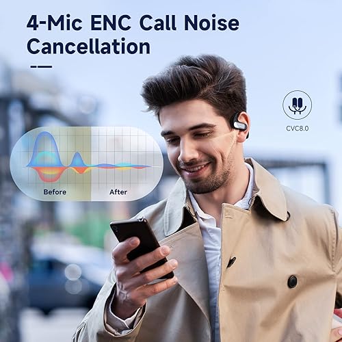 Miniatura 7 de OpenRock Auriculares Pro Open Ear Auriculares, Bluetooth 5.2, 46 horas de reproducción con estuche de carga, graves extra profundos, IPX5