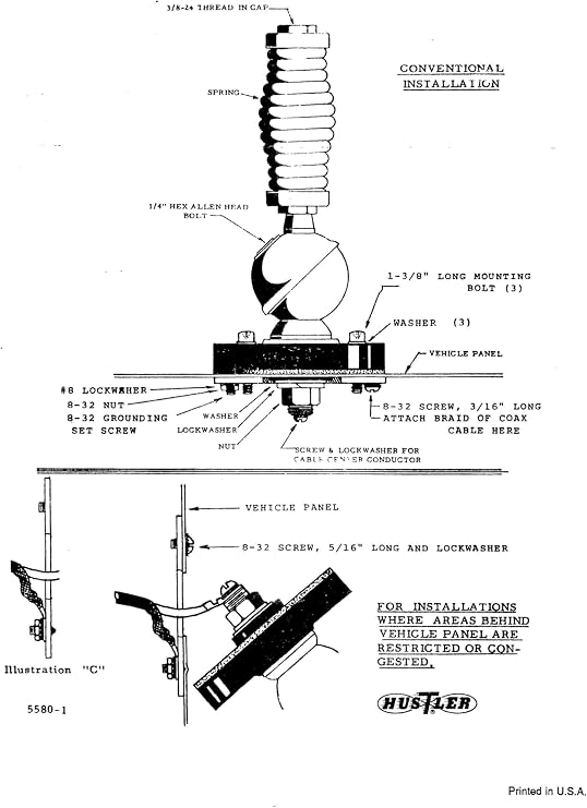 Hustler / New-Tronics Antenna Corp. Stainless Steel CB Antenna Ball Mount SSM-2