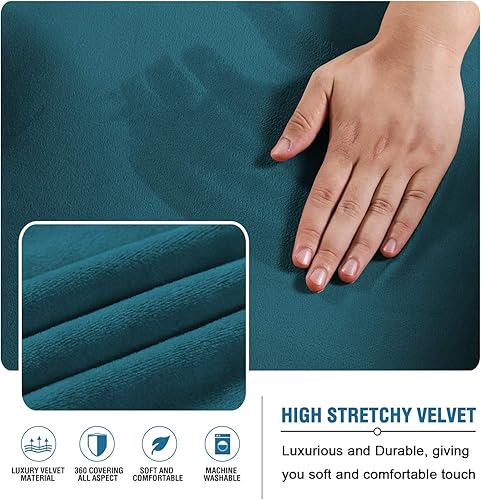 Miniatura 10 de H.VERSAILTEX - Funda de terciopelo real para futón sin brazos, funda protectora elástica para sofá cama, para protección de muebles, gruesa, suave,