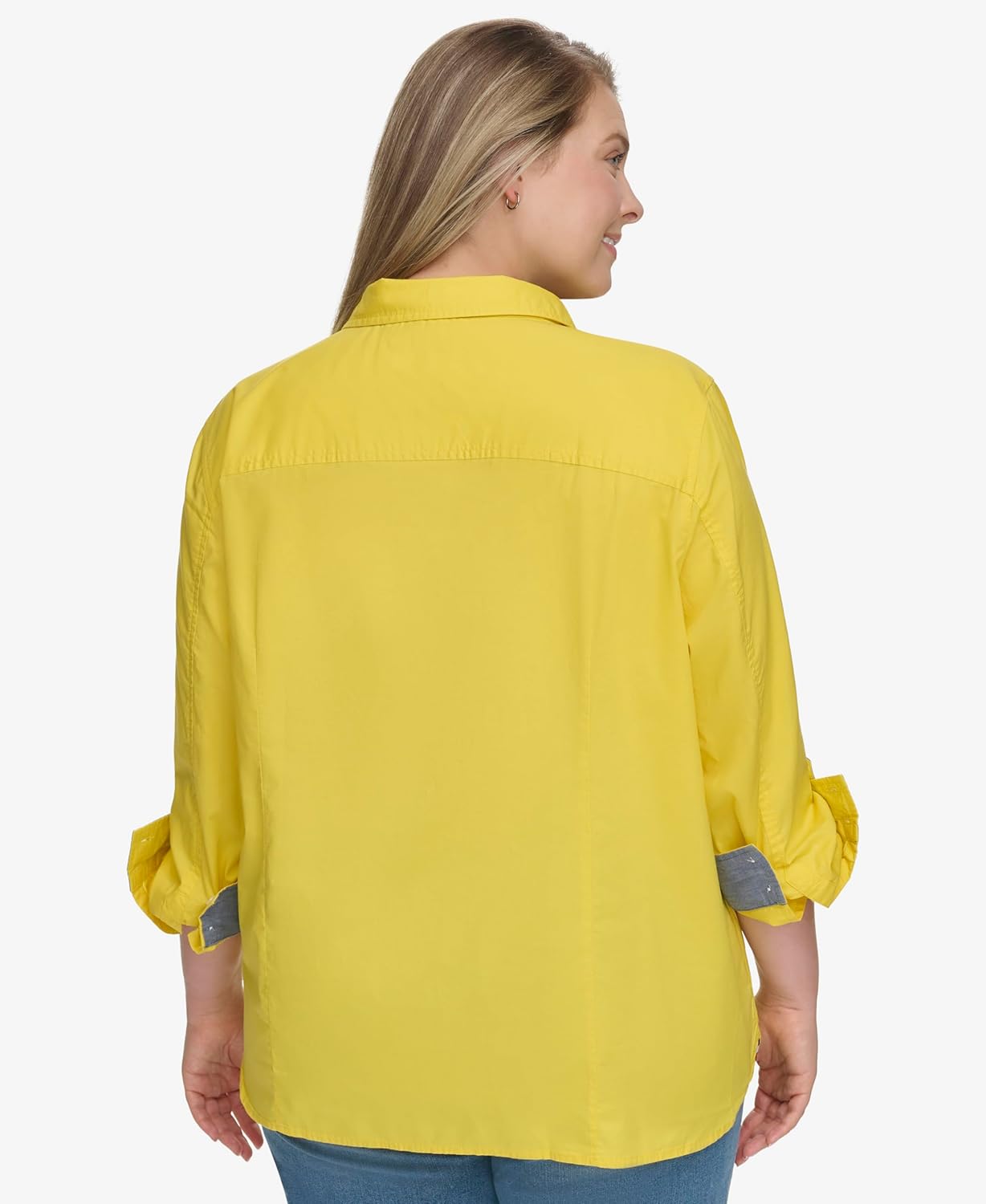 Tommy Hilfiger Women's Roll Tab Button Down Shirt (Regular and Plus Sizes) Mango 2X image 4 of 5 B0D2DV9H62