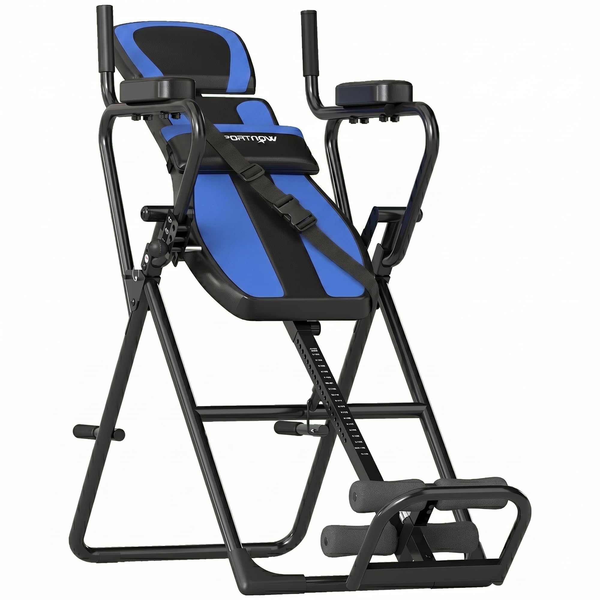 SPORTNOW Tabla de Inversión Plegable 3 en 1 con Dominadas y Flexiones Reposacabezas Altura Ajustable 155-198 cm Ángulos 20° 40° 60° Banco de Inversión con Soporte Lumbar Tobillo Bloqueo Cinturón