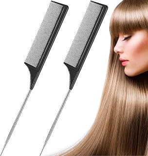 e Anzeige – ROTOPATA 2 Stück Stielkamm Toupierkamm für Friseur, Stilkamm Hair Kamm mit Langem Metall Stiel, Hitz...