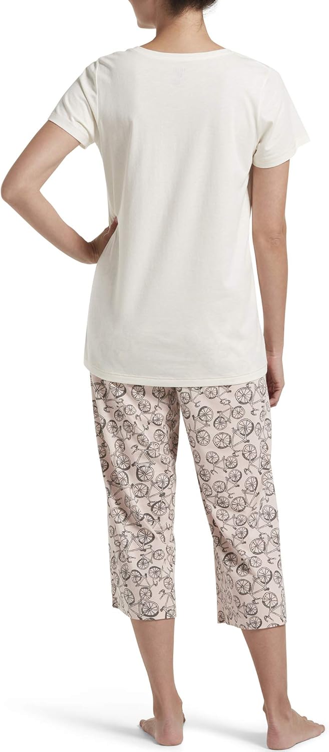 Hue Printed Knit Short Sleeve Tee and Capri 2 Piece Pajama Set Sleepwear at  Women’s Clothing store