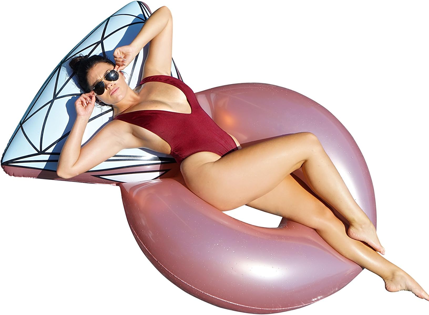 Flossy Floats Original Diamond Ring Rose Gold Pool Float