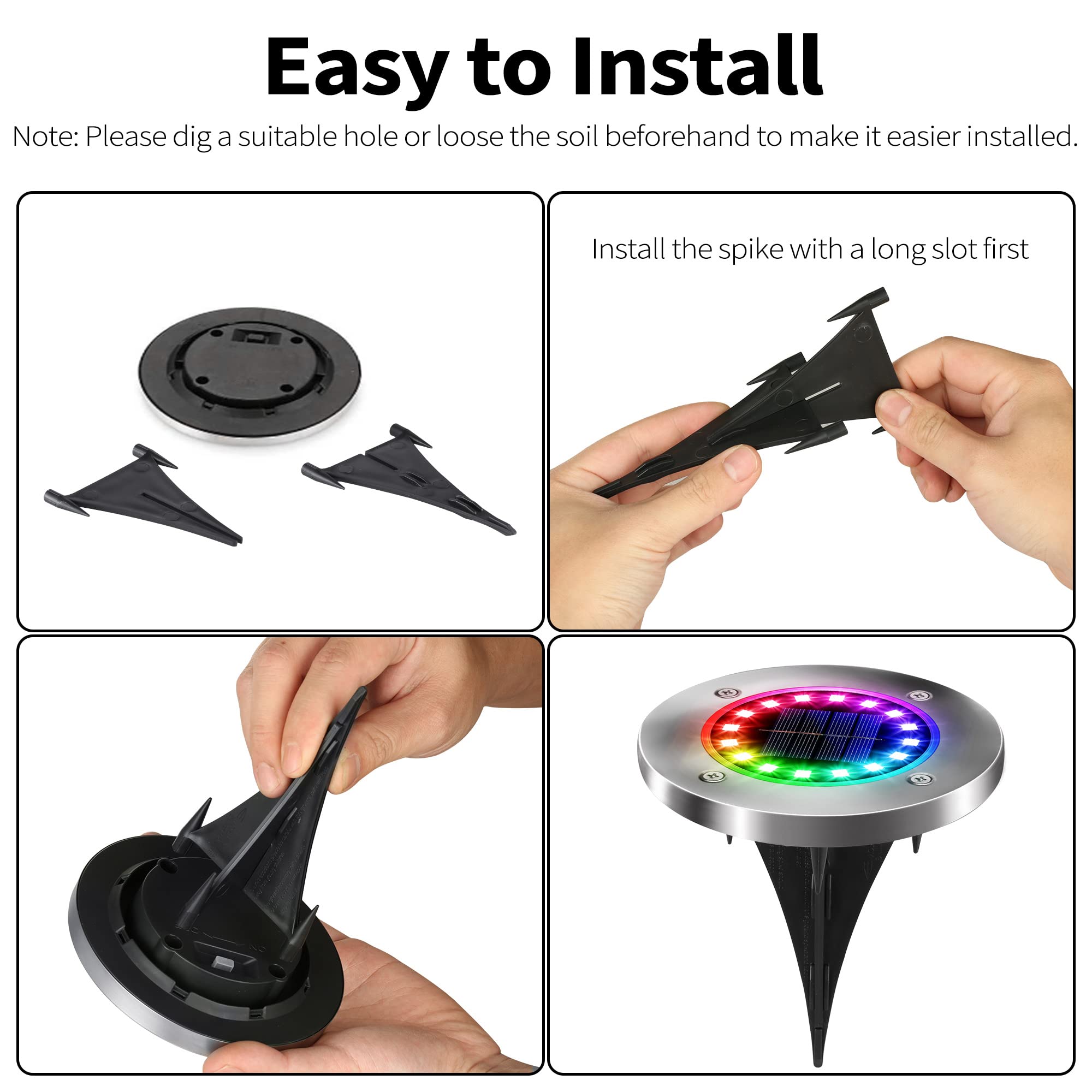Snapklik.com : 12 Pack Color Changing Solar Ground Lights, 16 LED ...