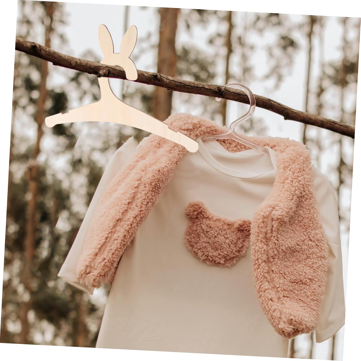 Wooden Children Clothes Hangers 5pcs Bunny Ear Wood