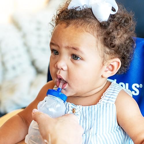Miniatura 8 de TalkTools Honey Bear - Vaso con popote para bebés, sin BPA, botellas para terapia de grado alimenticio para entrenamiento del habla y alimentación,