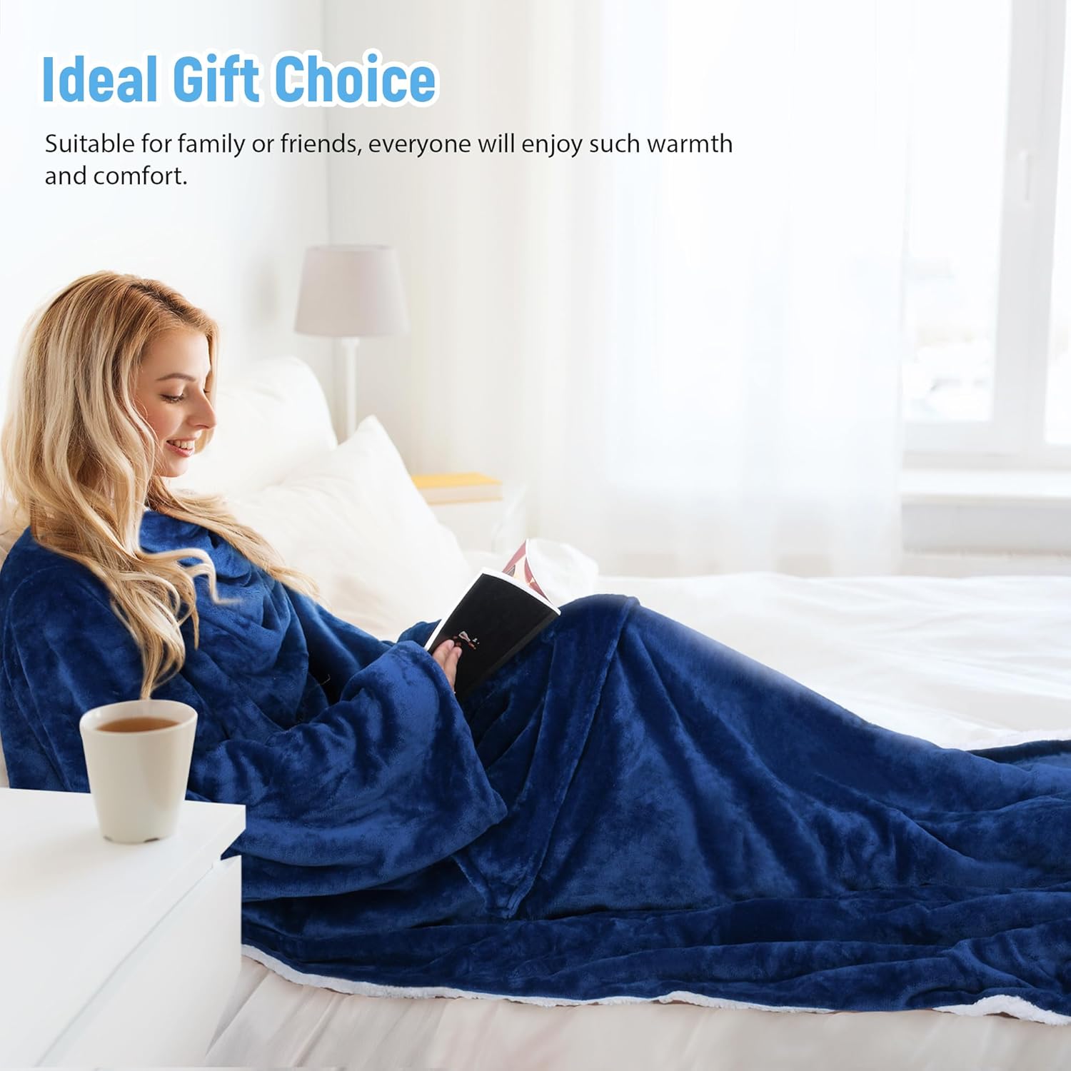 Catalonia Sherpa Wearable Blanket with Sleeves Arms - Image 4