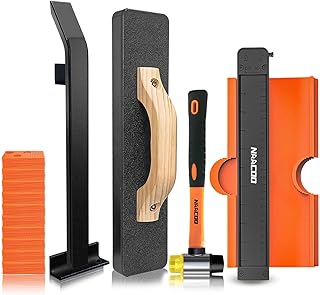 NAACOO Laminate/Vinyl Flooring Tools, Heavy Tapping Block for Vinyl Plank Floor, Heavy Pull Bar, 10”Contour Gauge, 40pc Flooring Spacers, Rubber Mallet - 5 in 1 Floor Installation Kit