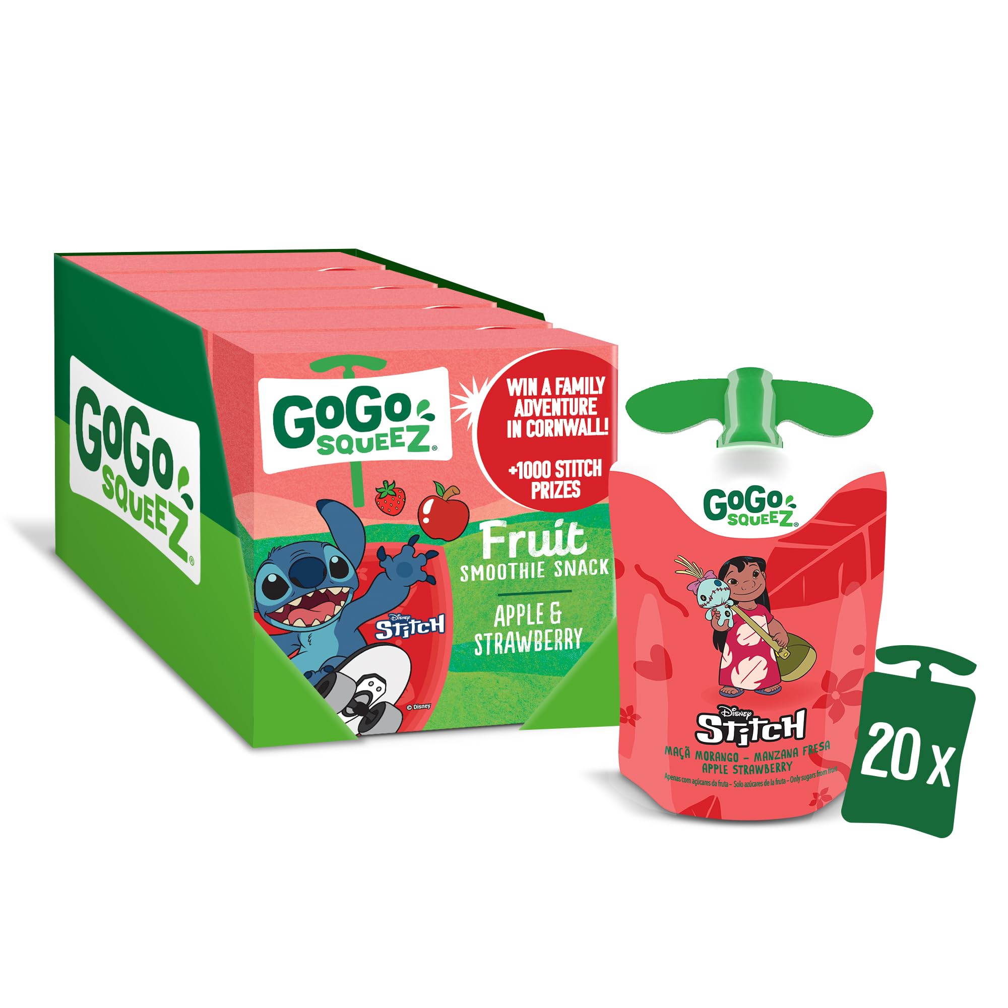 GoGo squeeZ Fruit Smoothie Snack, Apple Strawberry, 20 x 90g pouches