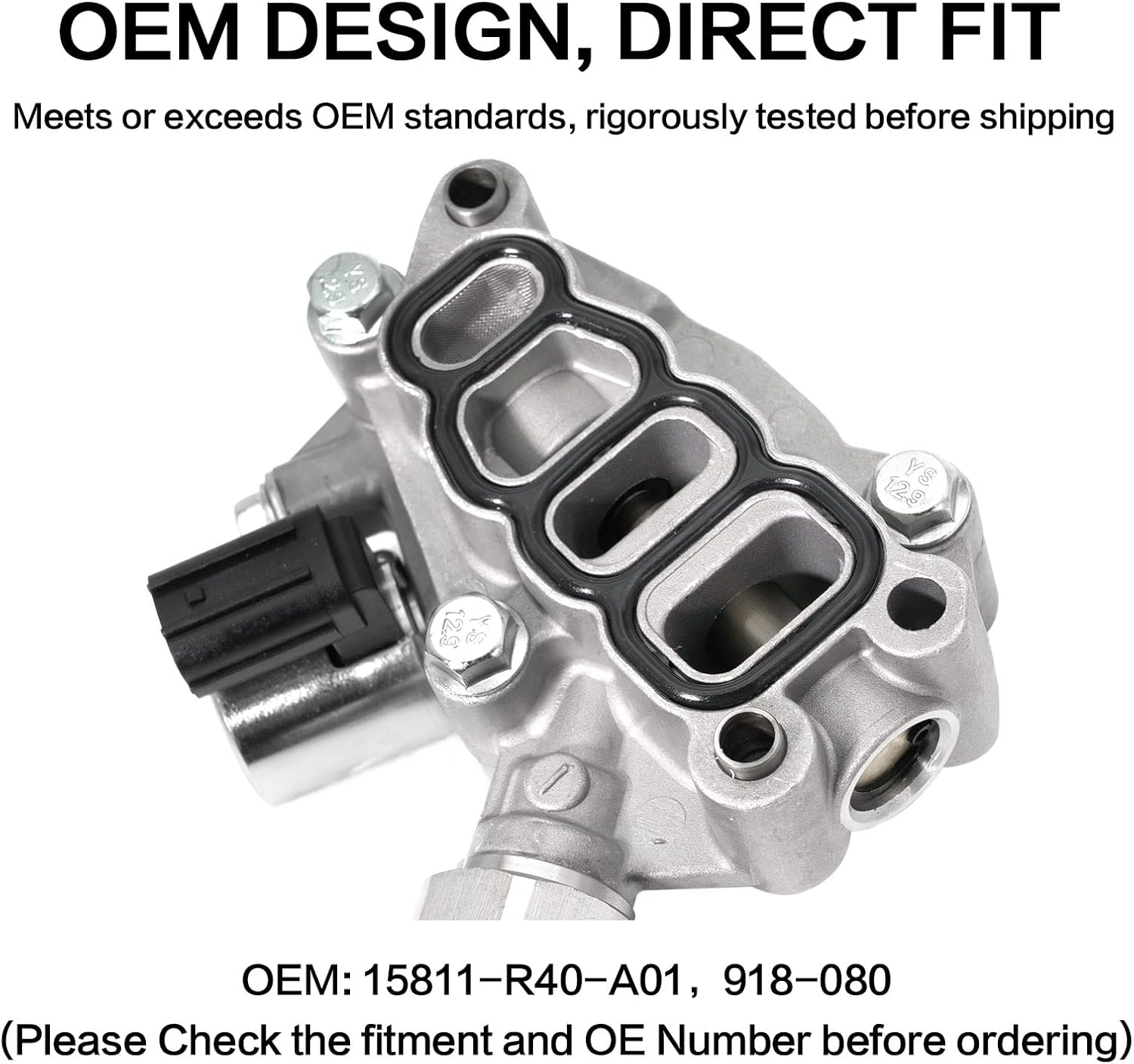 Engine Variable Valve Timing VVT Solenoid With Sensor with Gasket,Compatible with 3.0L 3.5L Honda Accord,Odyssey,pilot,Replace 918-078 15810-RKB-J01