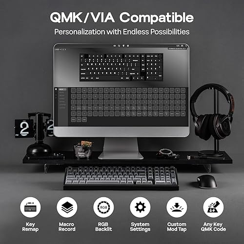 Miniatura 6 de EPOMAKER Galaxy100 Lite QMKVIA - Teclado para juegos con batería de 8000 mAh y teclado numérico, teclado mecánico de aluminio 1800, USB-CBT2.4Ghz,