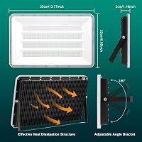 Viugreum LED Kültéri Reflektor, 2 db, 300W, 30000 lm, IP66 Vízálló, 6500K Hideg Fehér, 120° Szórási Szög, 80 cm Kábellel, Kerthez, Garázshoz 5