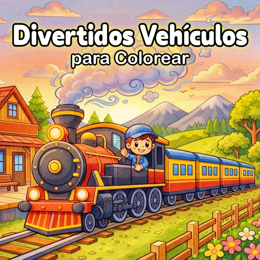 Divertidos Vehículos para Colorear: 50 Dibujos de Gran Tamaño para Fomentar la Creatividad y Motricidad Fina | Coches, Camiones, Barcos y Aviones para niños y niñas de 4 a 8 Años