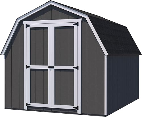 Little Cottage Co. Gambrel Barn Value 8x10 - Paredes laterales de 4 pies, kit precortado de madera, cobertizo de almacenamiento al aire libre para