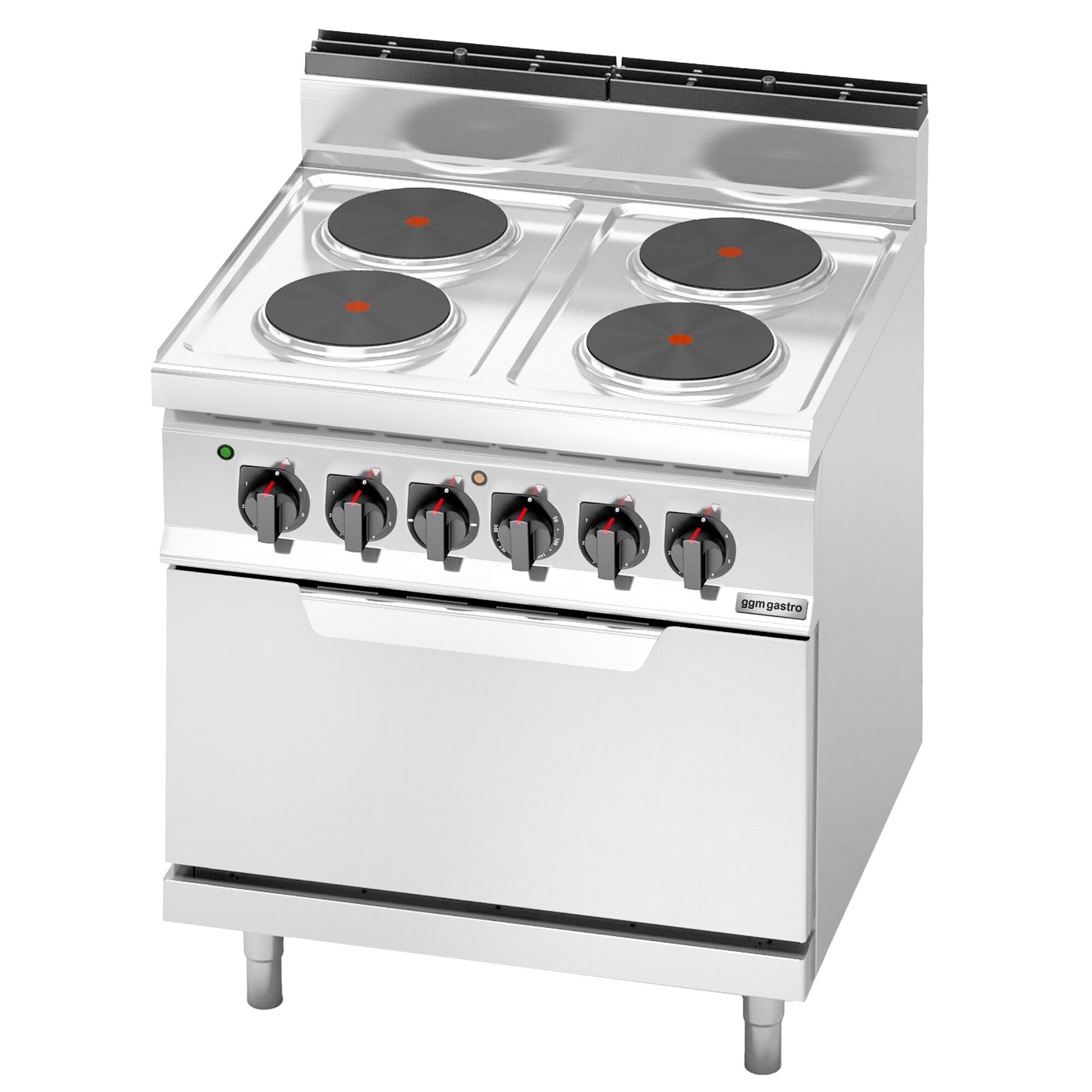 GGM Gastro | EHB879E+EB8S | Elektroherd - 10,4 kW - 4 Platten Rund - inkl. Elektrobackofen Statisch - 7,5 kW
