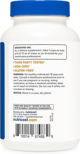 Miniatura 4 de Nutricost L-Glicina 1000 mg, 120 cápsulas, vegetariana, sin OMG y sin gluten