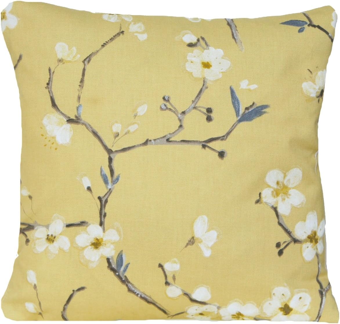 Textile London Yellow Flower Cushion Cover Floral Decorative Pillow Case Pattern Emi Mimosa 40cm