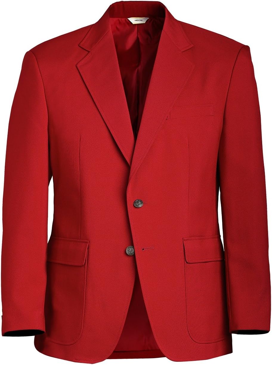 Ed Garments Men's Classic Two Button Single Breasted Blazer, RED, 38