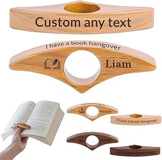 HJX Personalized Book Page Holder, Custom Thumb Wooden Book Page Holders for Reading Engraved with Name