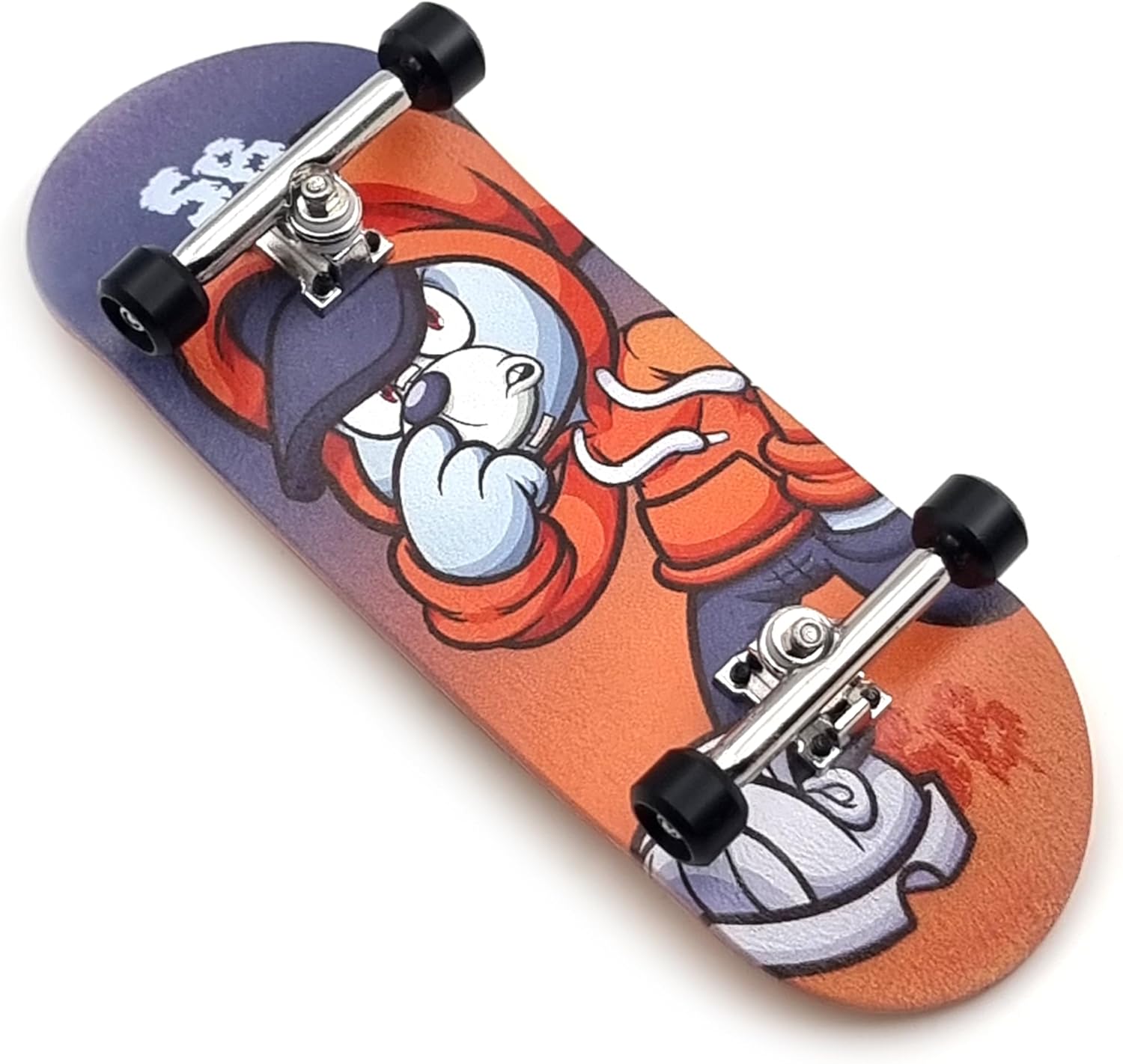 SPITBOARDS® 34mm x 96mm Pro Fingerboard Set-Up (Complete) | Real Wood Deck | Pro Trucks with Lock-Nuts and Pro Bushings | Polyurethane Pro Wheels with Bearings | Hooded Teddy
