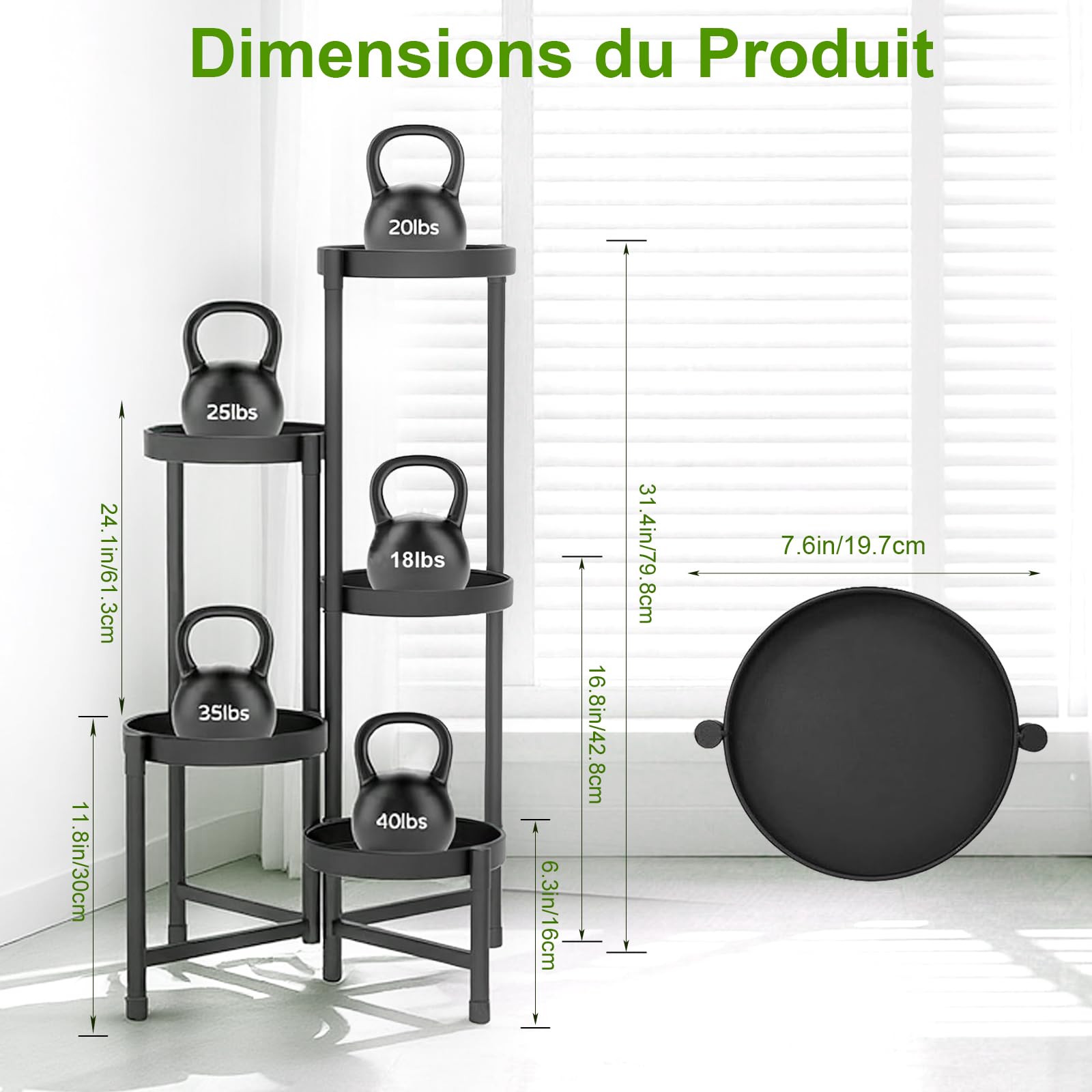 Support Plantes Interieur Métal 5 Niveaux, Porte Plante Moderne, Etagere Plantes丨Tabouret Plante pour Déco Salon, Balcon et Jardin