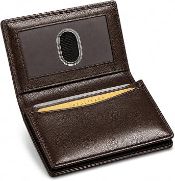 Ciana Wallet for Men, RFID Blocking Slim Leather Front Pocket Wallet, Minimalist Credit Card Holder, Expandable Business Card Case, Hold upto 25 cards, Brown